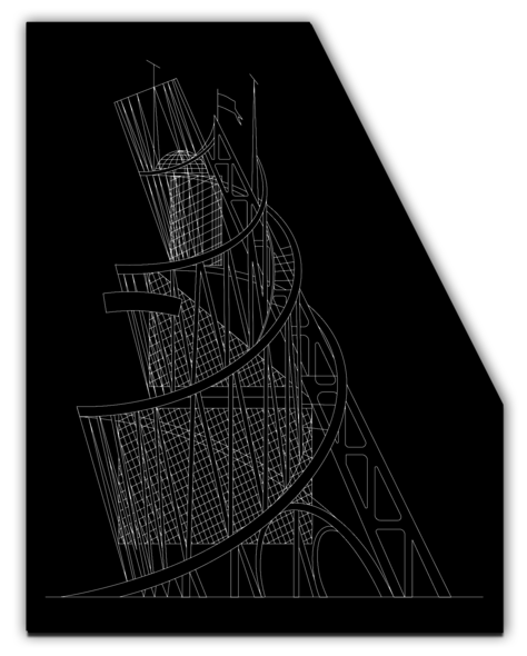 Башня-памятник lll Коммунистического интернационала. Магнит +открытка