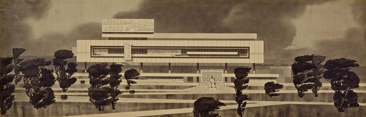 Б.С. Мезенцев. Проект Ленинского мемориала в Ульяновске. Фасад, 1967-1968