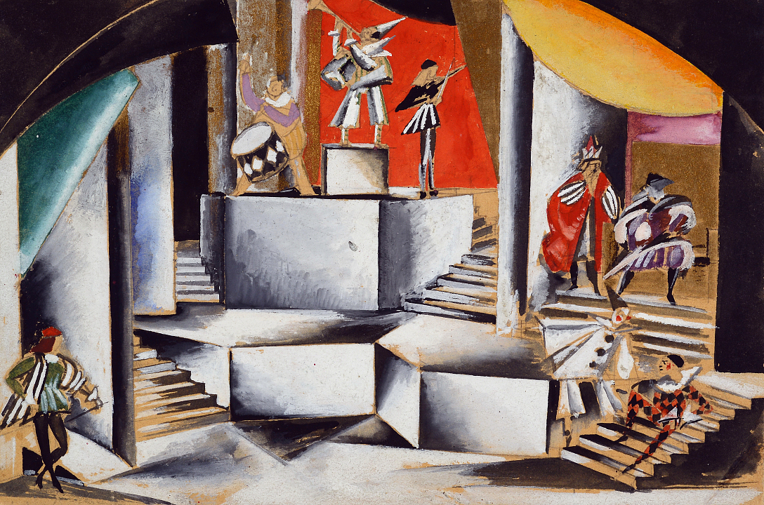 А. А. Веснин Эскиз декорации к постановке пьесы У. Шекспира «Ромео и Джульетта» в Московском Камерном театре. 1921 г.