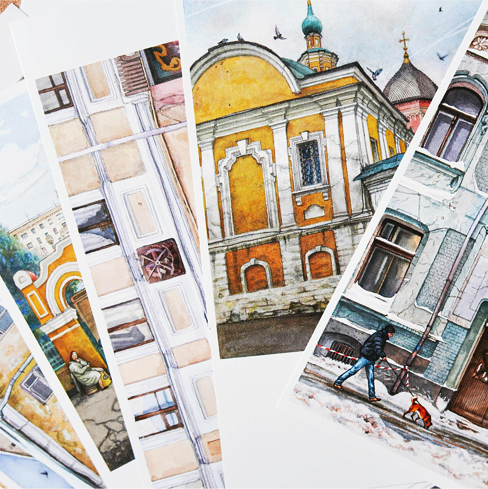 Наборы открыток «Москва в акварелях Алёны Дергилёвой»