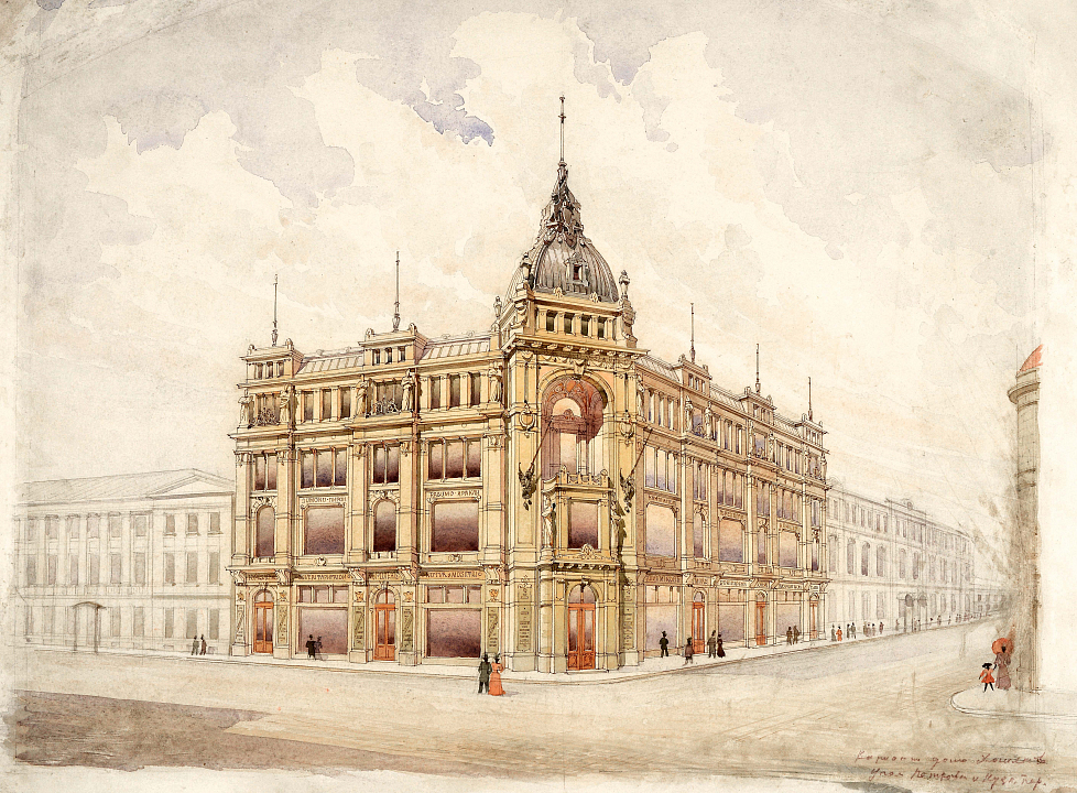 Торговый дом А.С. Хомякова на углу улиц Петровки и Кузнецкого моста. 1898-1900 гг. Из собрания Музея архитектуры им. А.В. Щусева